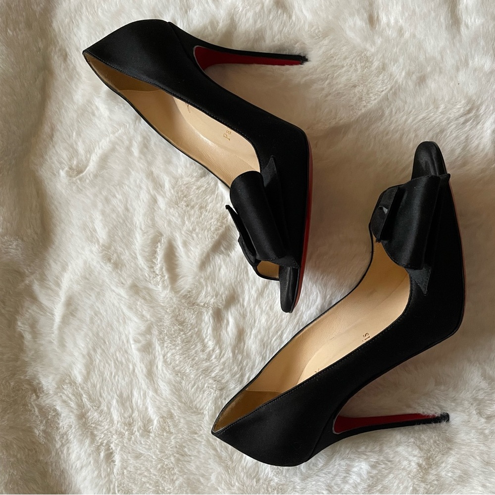 Christian louboutin satin bow heels